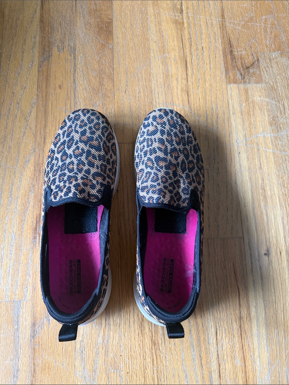 Skechers Kids Leopard Print Slip-On Sneakers with Pink Insole